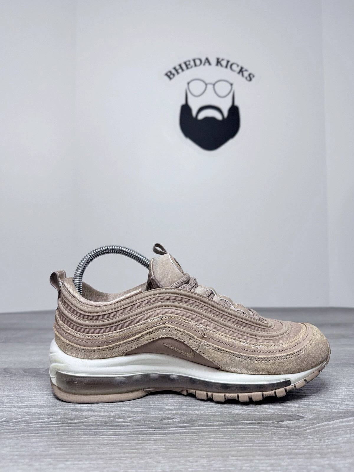 Size 8W - Nike Air Max 97 Women's Hemp White Pearl FB1289-200 Preowned Asic Aggressor Wrestling Shoes