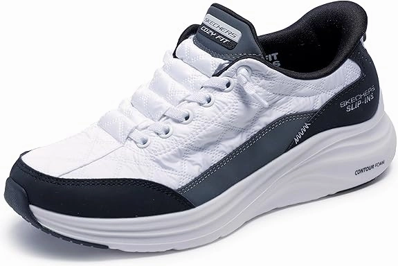 Skechers Women's Contour Foam Cozy Fit Hands Free Slip-ins Sneaker White/Black Moda Sneakers