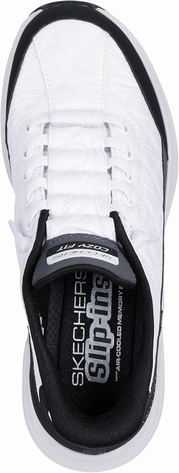 Skechers Women's Contour Foam Cozy Fit Hands Free Slip-ins Sneaker White/Black Force Fields For Sneakers