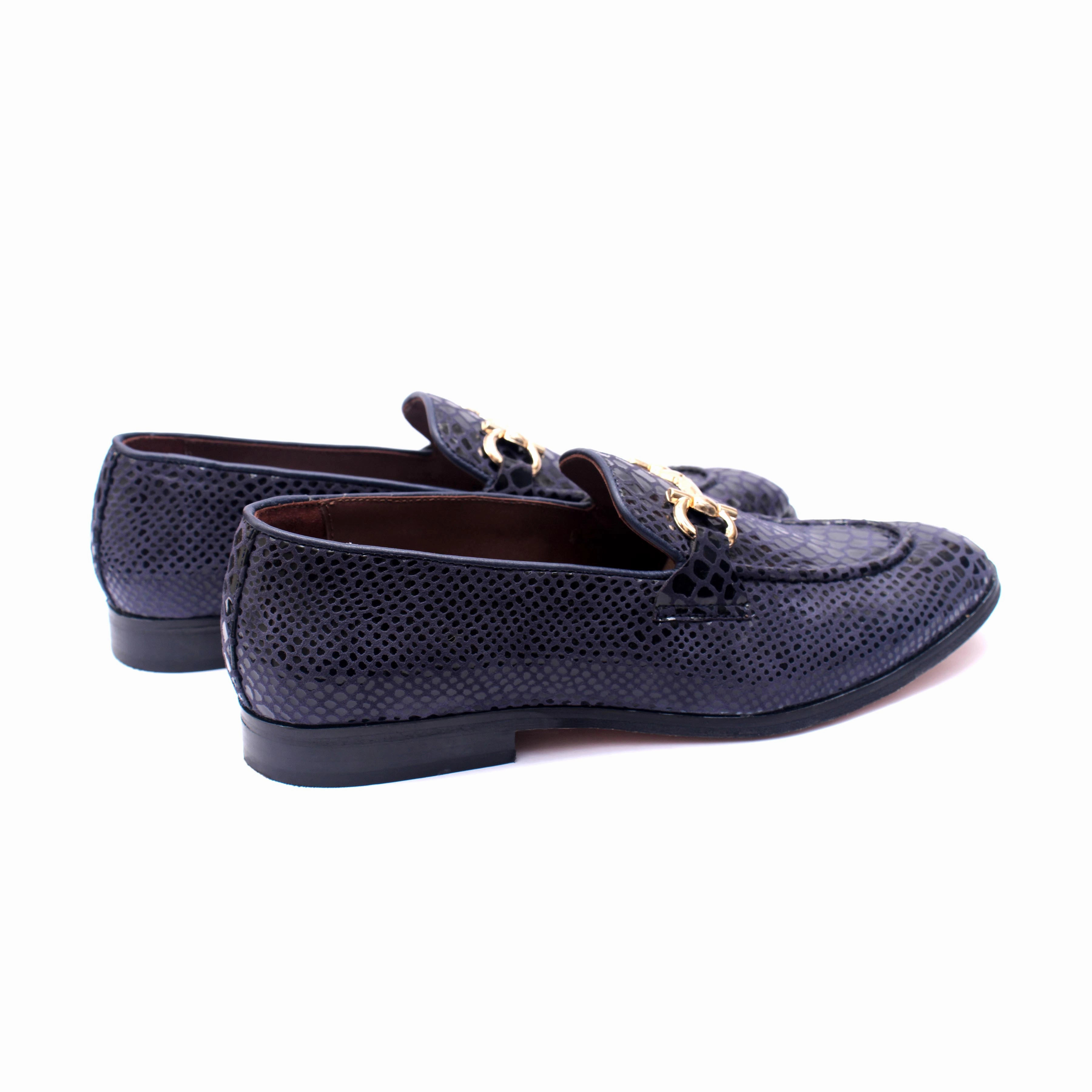 Blue Snake Print Loafers Loafers Luxury