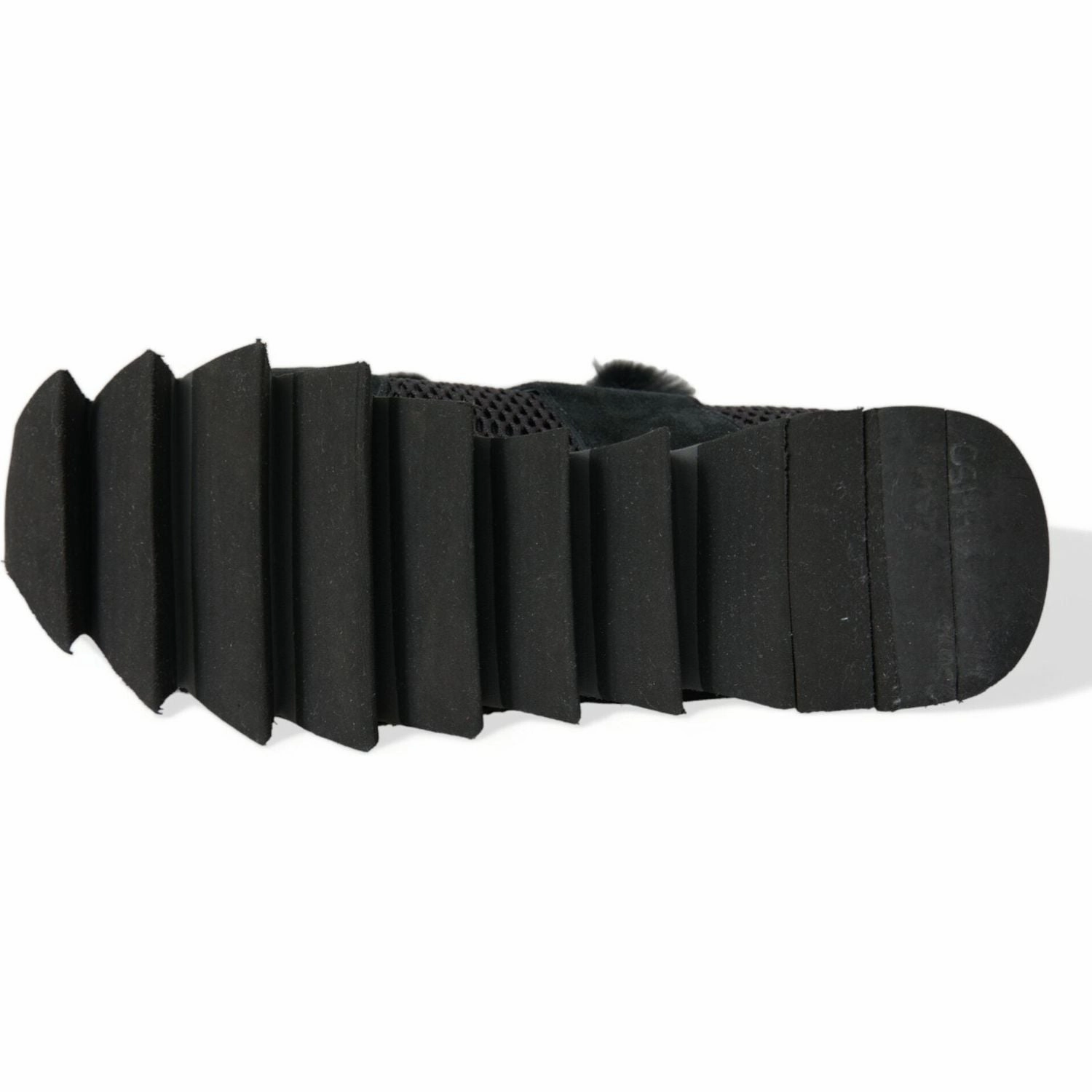 Dolce & Gabbana Black Fur Embellished Suede Sneakers Shoes Flat Athletic Shoe Laces