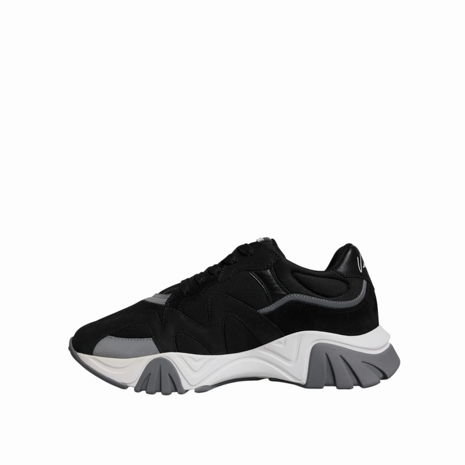 Versace Black Leather Neoprene Chunky Low Top Sneakers Squalo Shoes Speedcat Sneakers