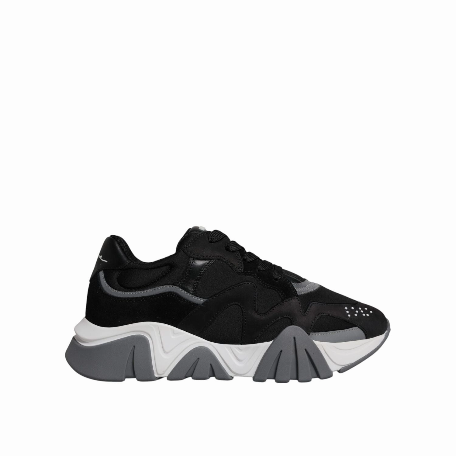 Versace Black Leather Neoprene Chunky Low Top Sneakers Squalo Shoes Sneakers Luxury