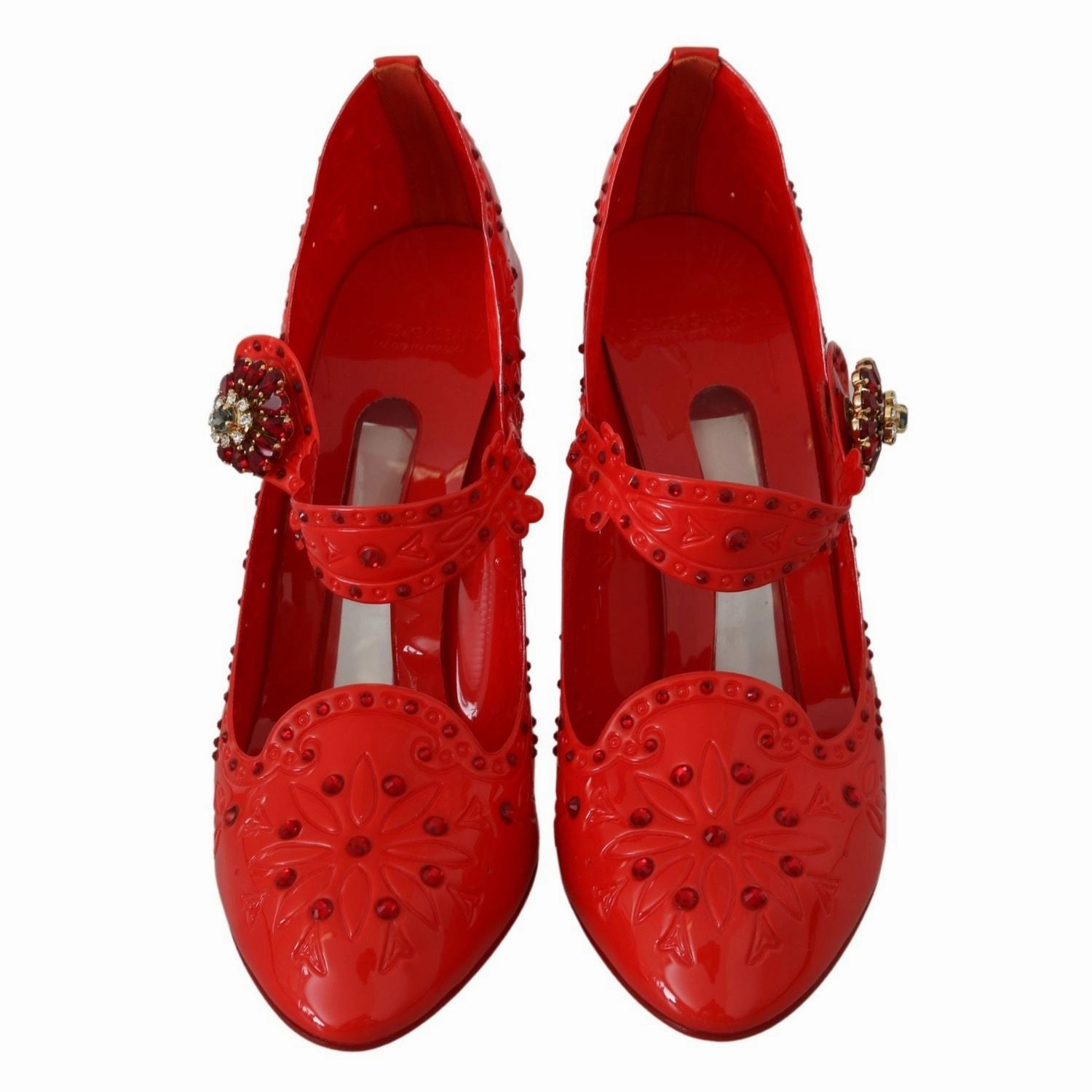 Sandals Arch Support Dolce & Gabbana Red Floral Crystal CINDERELLA Heels Shoes