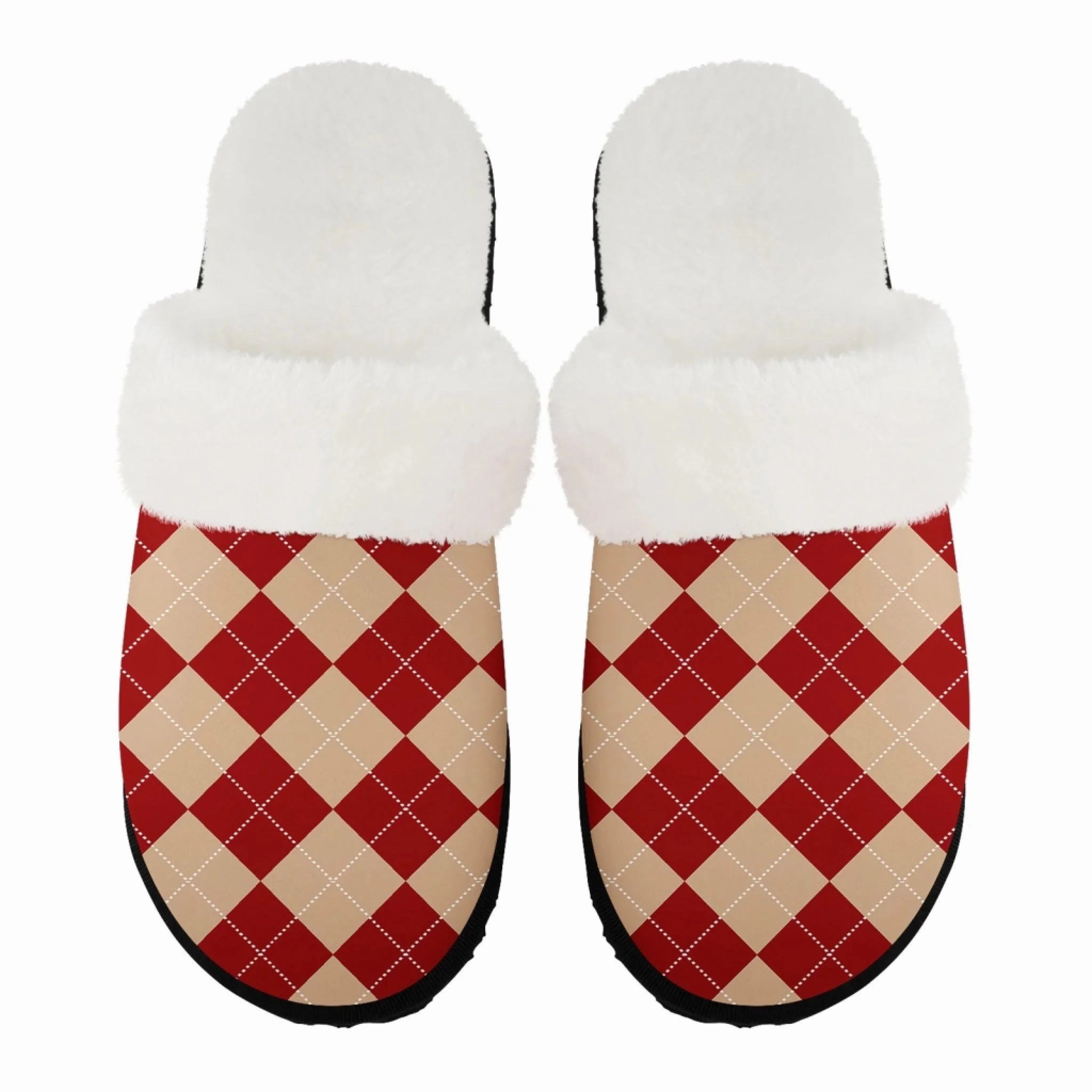 Izod House Slippers Classic Christmas Argyle Plush Lined Slippers, Cozy Festive Holiday House Shoes FN089-25028128