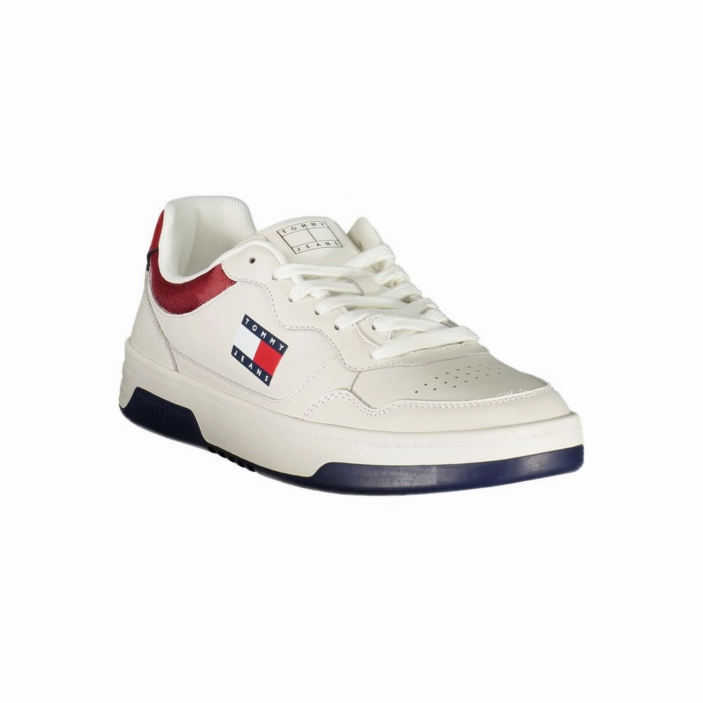 Tommy Hilfiger White Leather Men Sneaker Italian Leather Sneakers