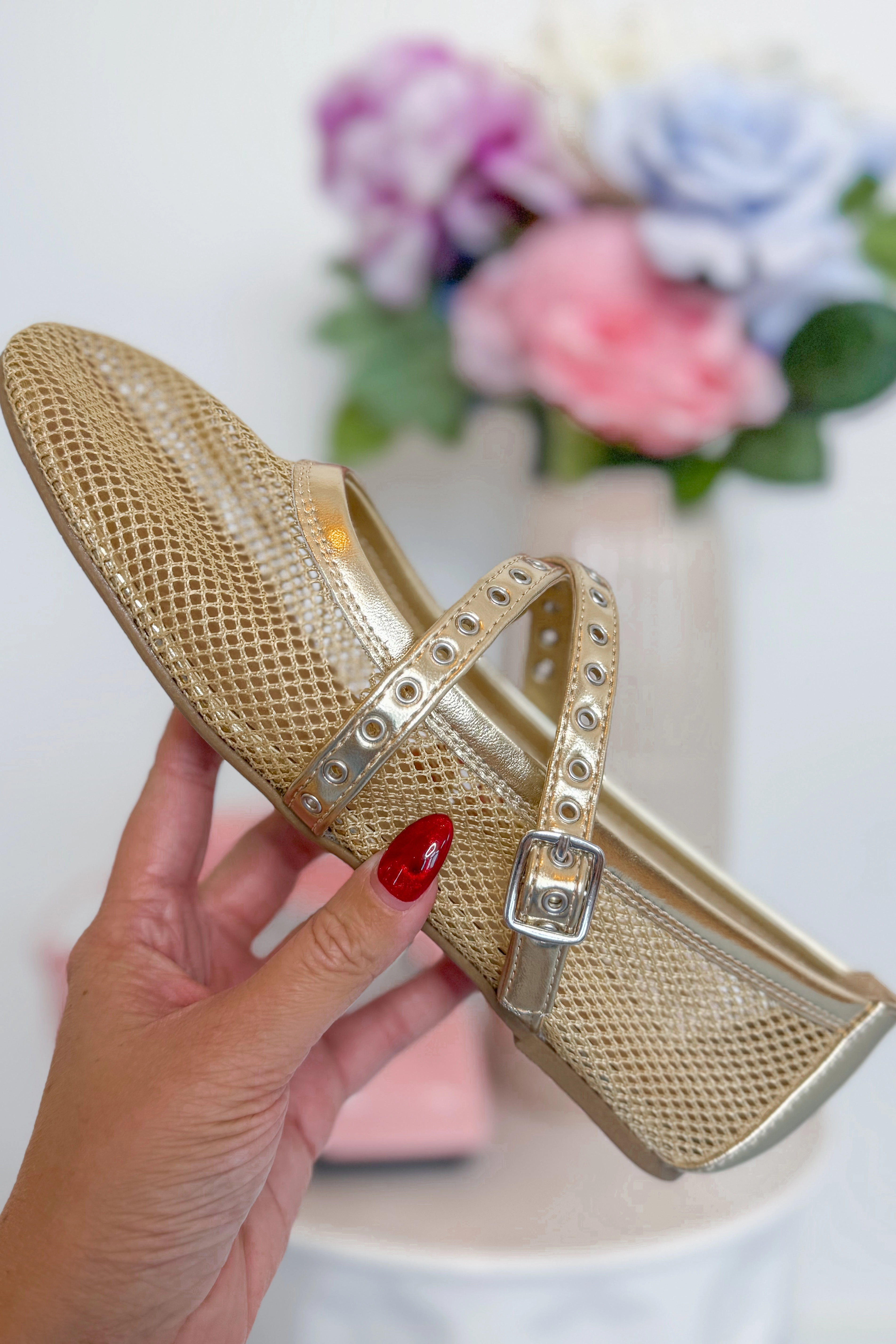 Soda Pepper Gold Mesh Ballerina Flat *FINAL SALE* Jellypop Shoes Flats