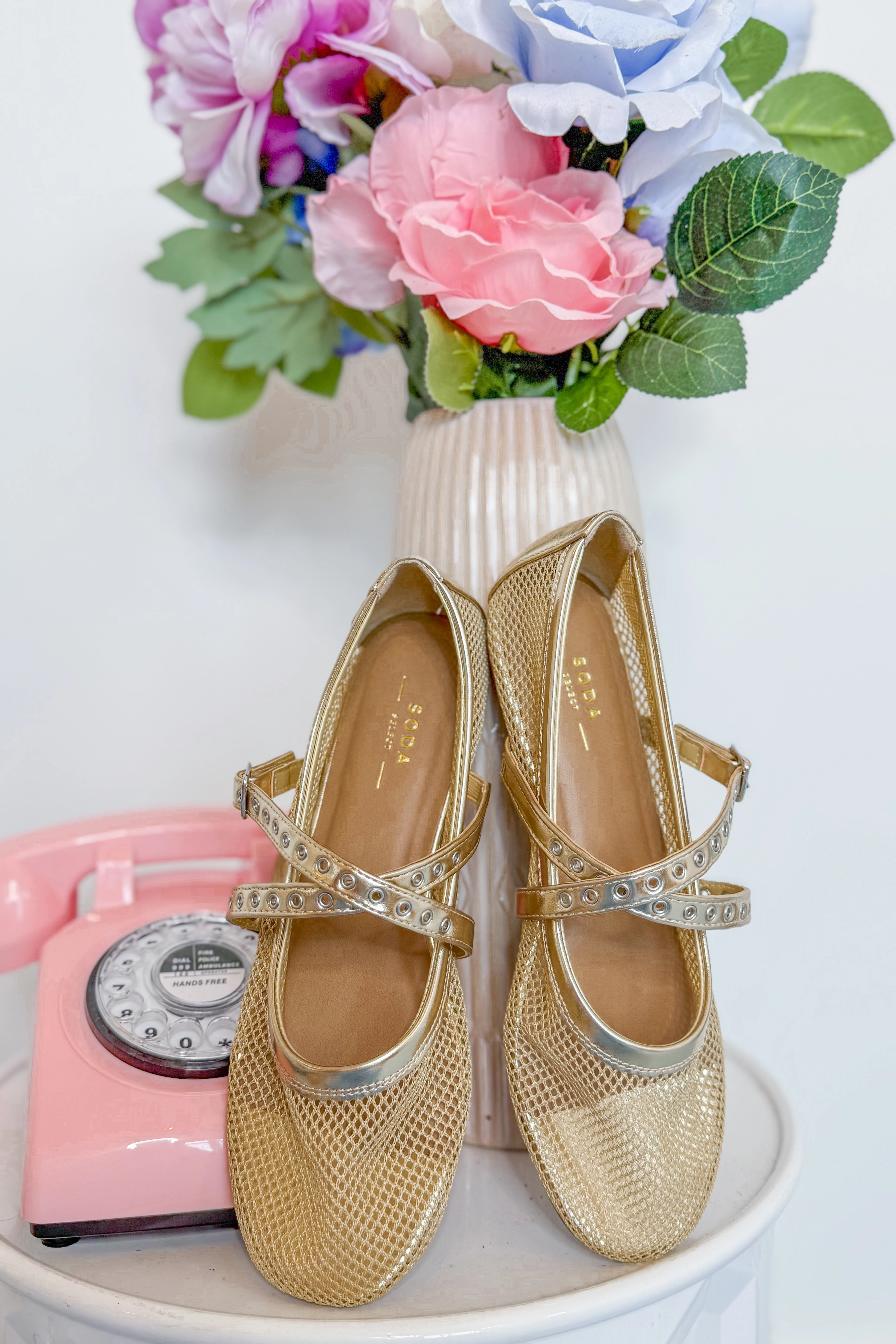 Soda Pepper Gold Mesh Ballerina Flat *FINAL SALE* Most Popular Flat Shoes