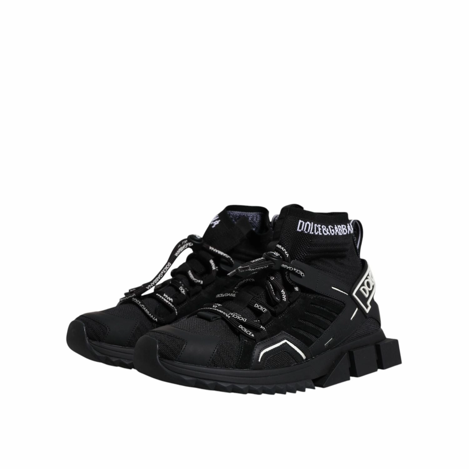 Marshmallow Sneakers Dolce & Gabbana Black Sorrento Logo Men Sneakers Socks Shoes