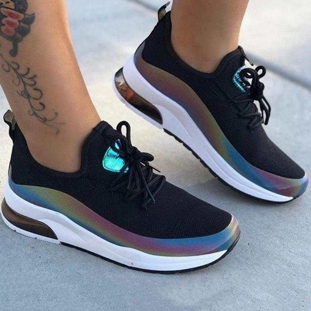 Best Running Shoes Flat Feet Plantar Fasciitis New Sneakers Women Casual Shoes Mesh Air-Cushion Flat Anti-Slip Women Sneakers Outdoor Trainer Female Zapatos De Mujer Shoes