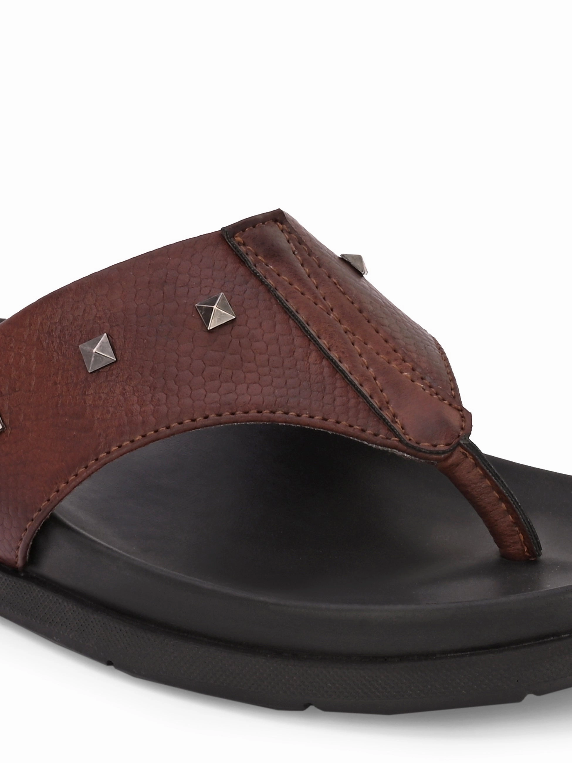 Cornell Brown Thong Slippers Felt Wool Slippers