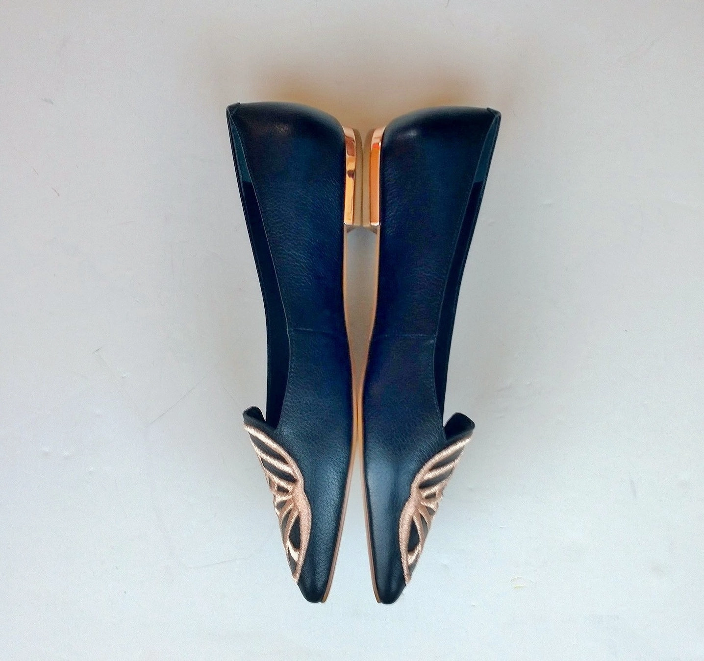 Best Hiking Shoes For Flat Feet Sophia Webster Butterfly Bibi Flats in Black Leather with Rose Gold