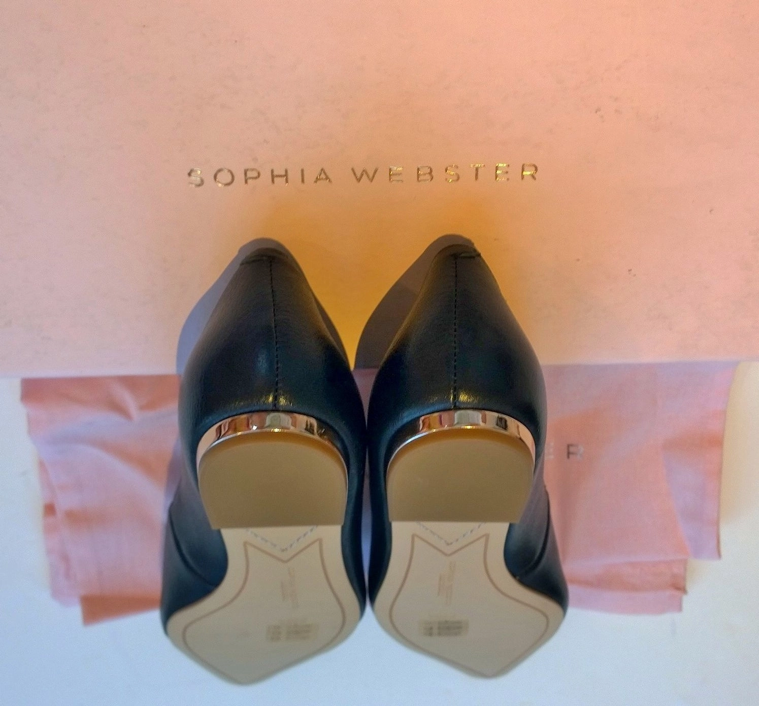 Shoes For Flat Footed People Sophia Webster Butterfly Bibi Flats in Black Leather with Rose Gold