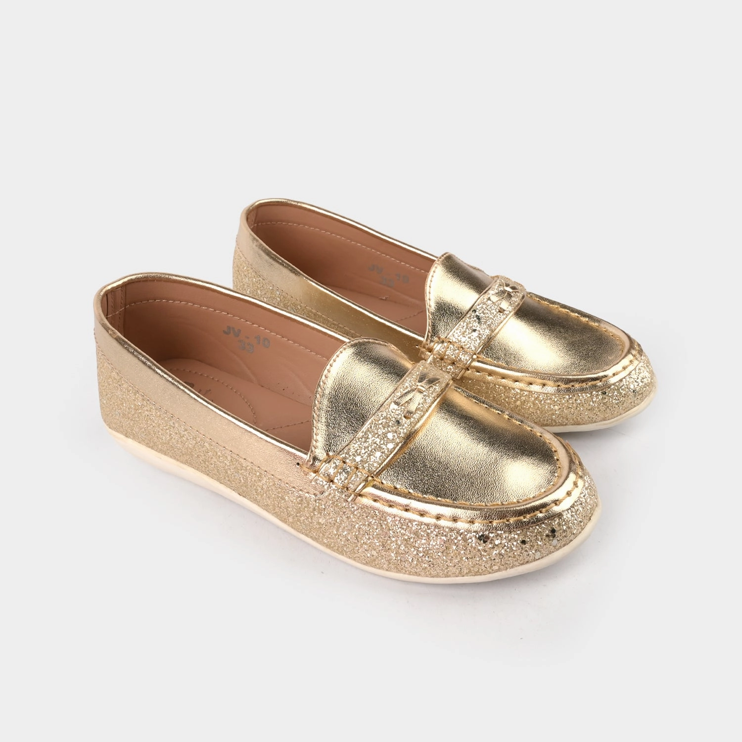 Lug Loafers Girls Loafer JV-10-GOLDEN