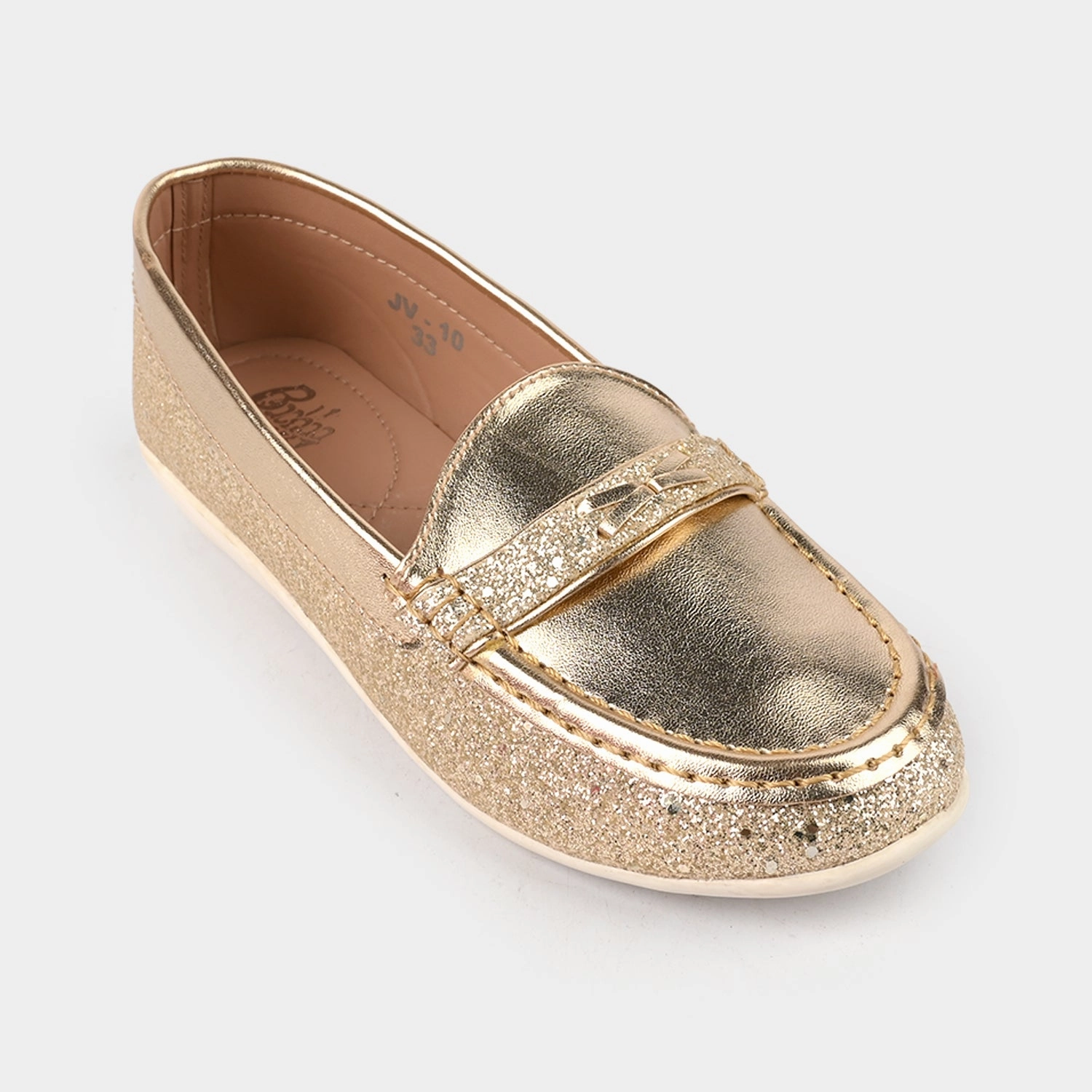Girls Loafer JV-10-GOLDEN Loafers Print