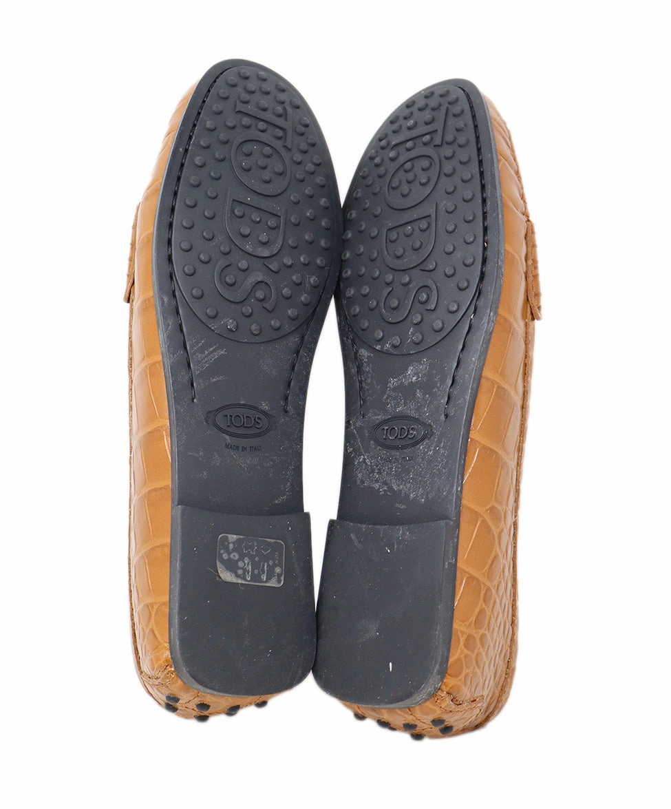 Tod's Tan Pressed Leather Loafers sz 7.5 Ferragamo Sport Loafers