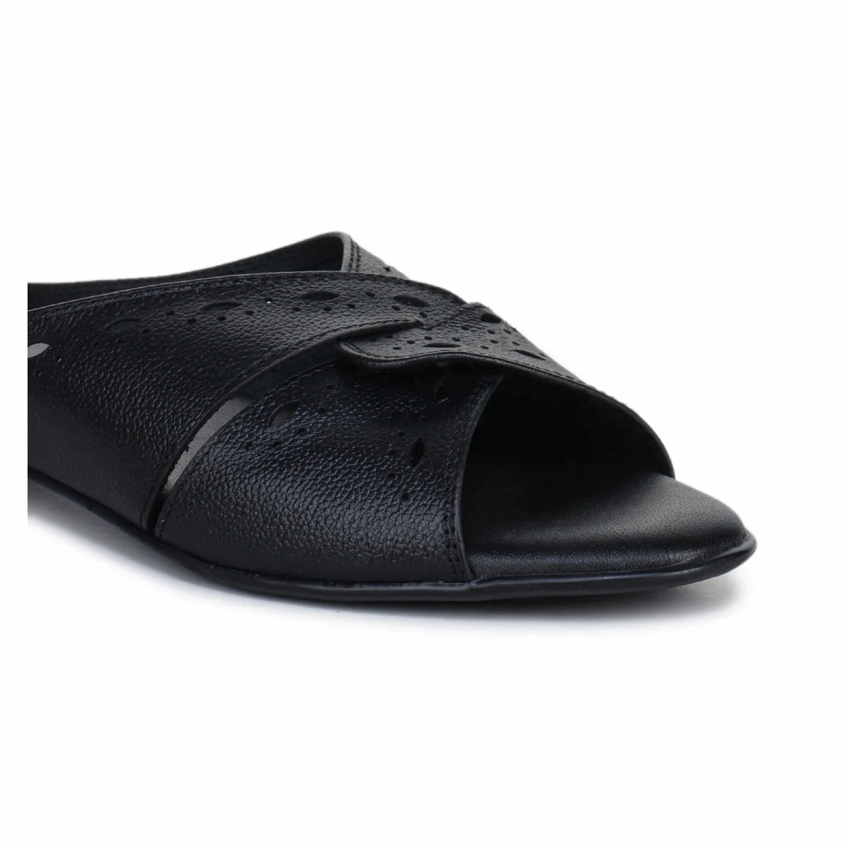 Sophisticated Women's Leather Slippers L 615 with laser cut Design Therapeutic Slippers