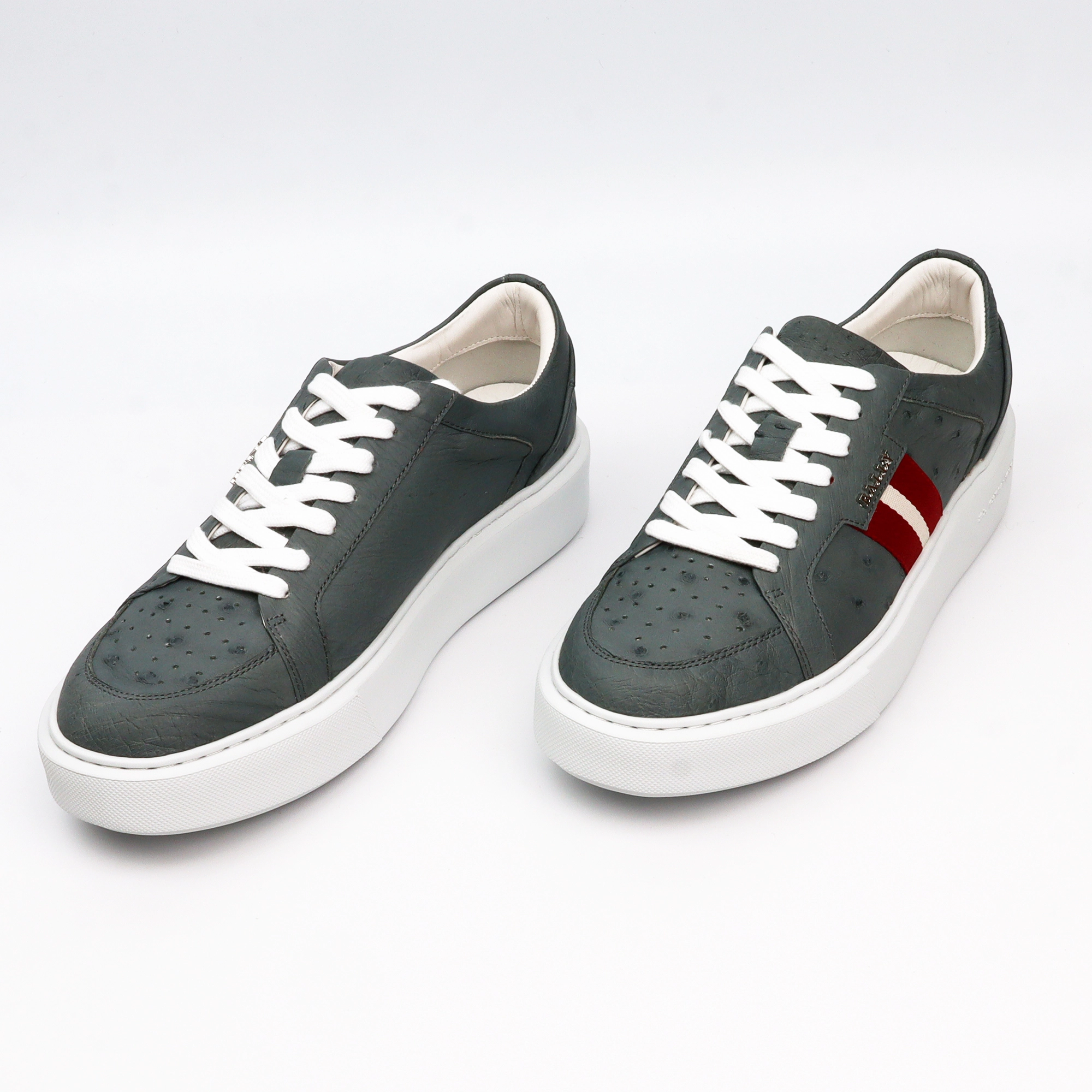Custom Made Sneakers Handcrafted Gray Ostrich Leather Sneakers for Men - Sporty Luxury Footwear