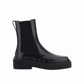 Valentino Garavani Black Calfskin Chelsea Boots Hoka Running Shoes