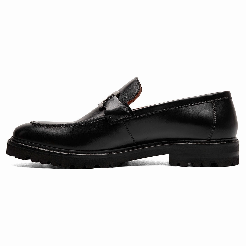 Stacy Adams Hale Black Mens Moc Toe Bit Slip-On Shoes Loafers Patent