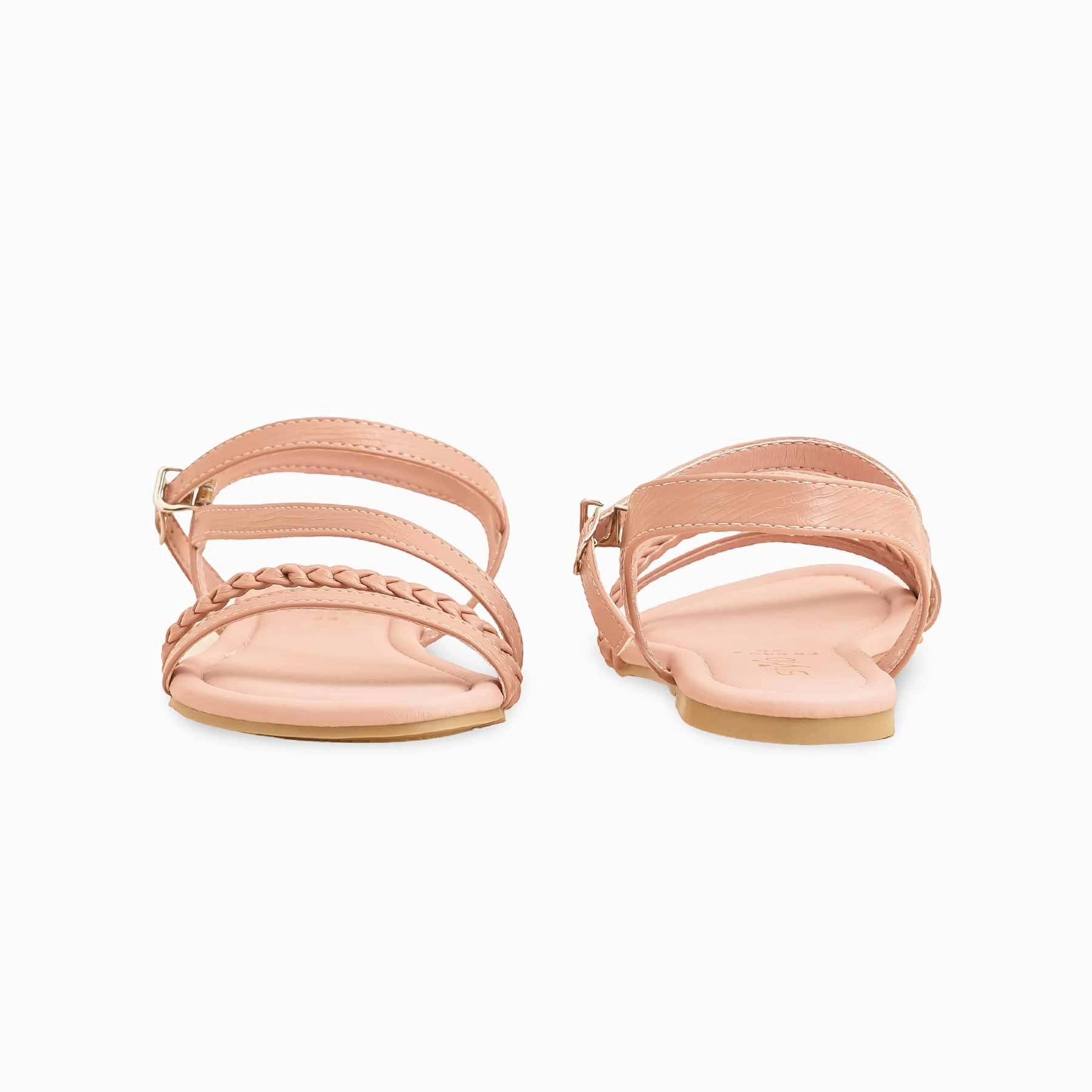 Covered Flat Shoes Pink Formal Sandal For Women FR5392