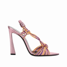 Sandals Comfortable Walking Saint Laurent Multicolor Calfskin Stiletto Heel Sandals