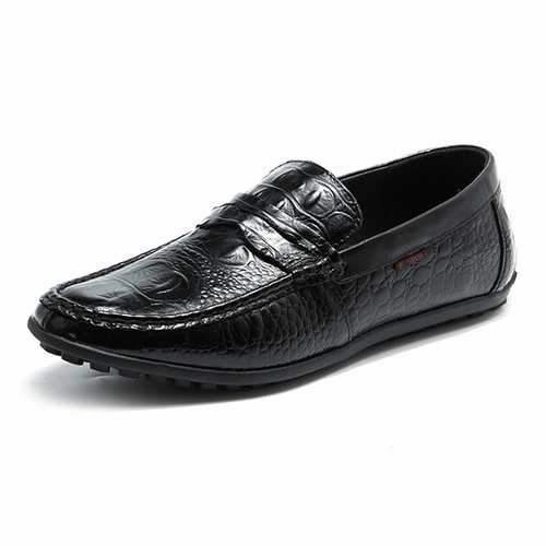 Men Comfortable Genuine Leather Driving Shoes Slip On Loafers Flats Chunky Leather Loafers