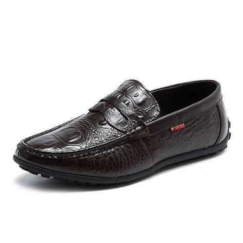Men Comfortable Genuine Leather Driving Shoes Slip On Loafers Flats Classic Leather Loafers