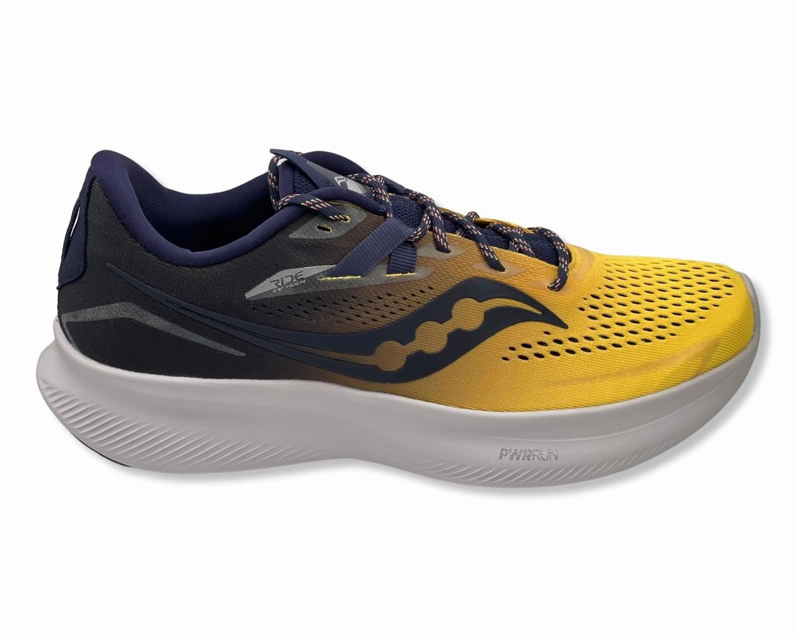 SAUCONY Ride 15 Running Shoes In Yellow\Fog For Men's Running Shoes For Knees
