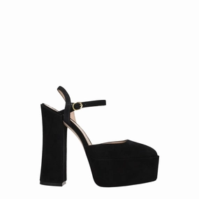 Stuart Weitzman Black Leather Platform Sandals Square Toe Sandals