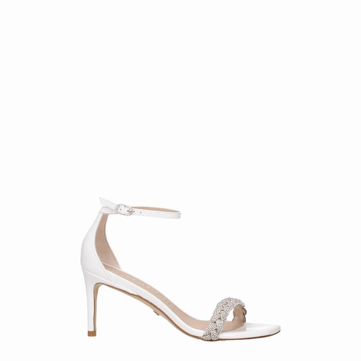 Stuart Weitzman White Leather Stiletto Heel Sandals Earth Shoes Sandals