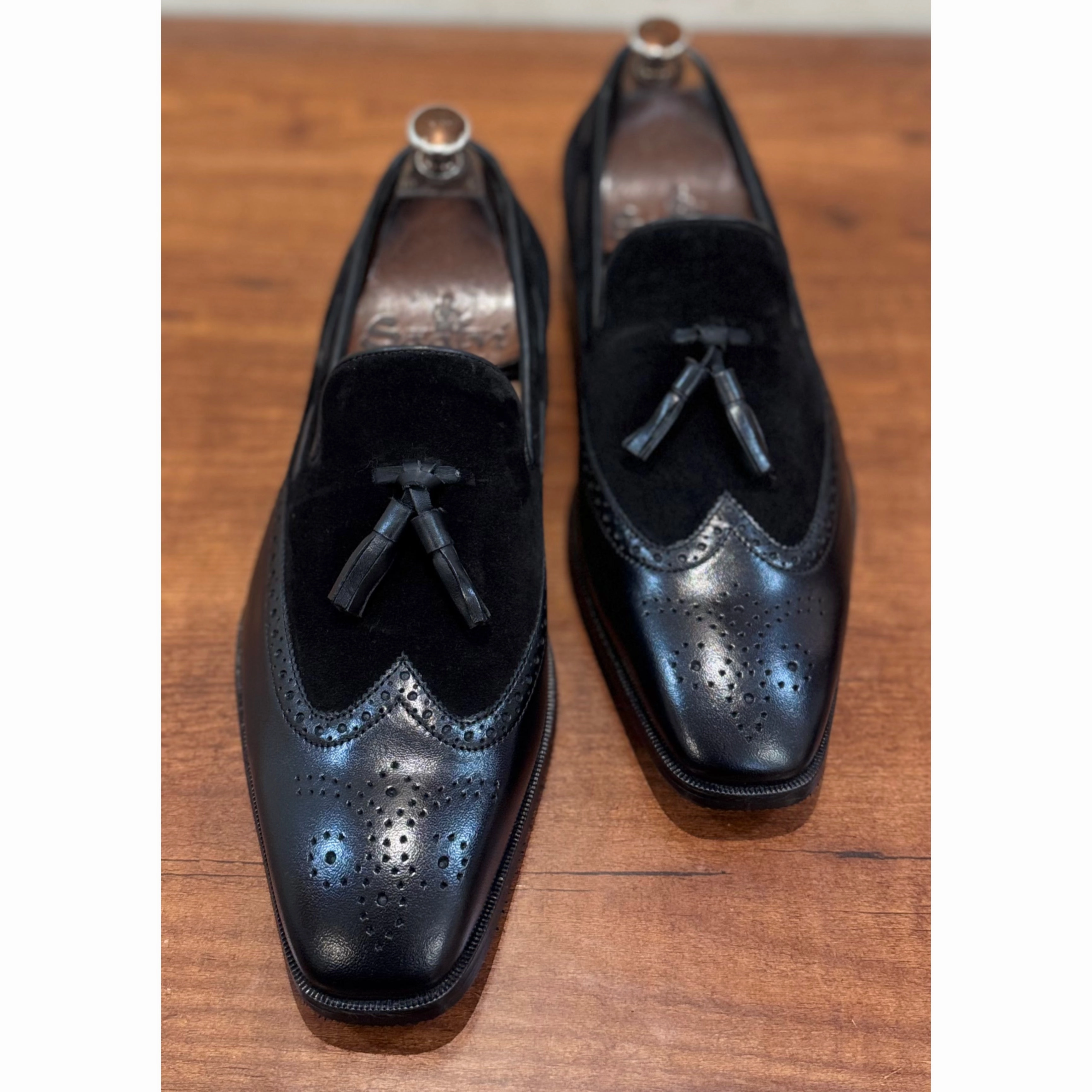 Slacks With Loafers Brouge Combination Loafers - Black