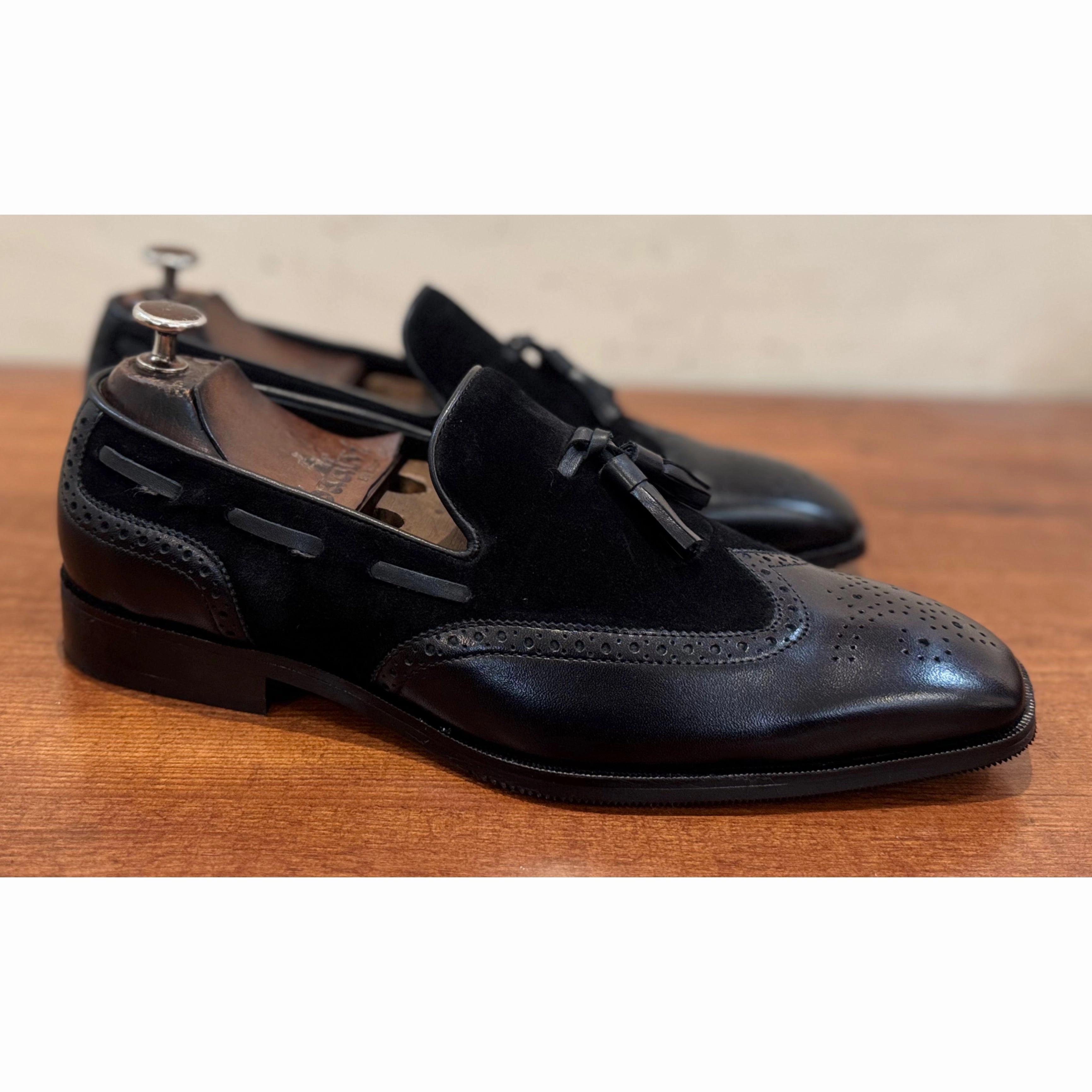 Suit And Loafers Brouge Combination Loafers - Black