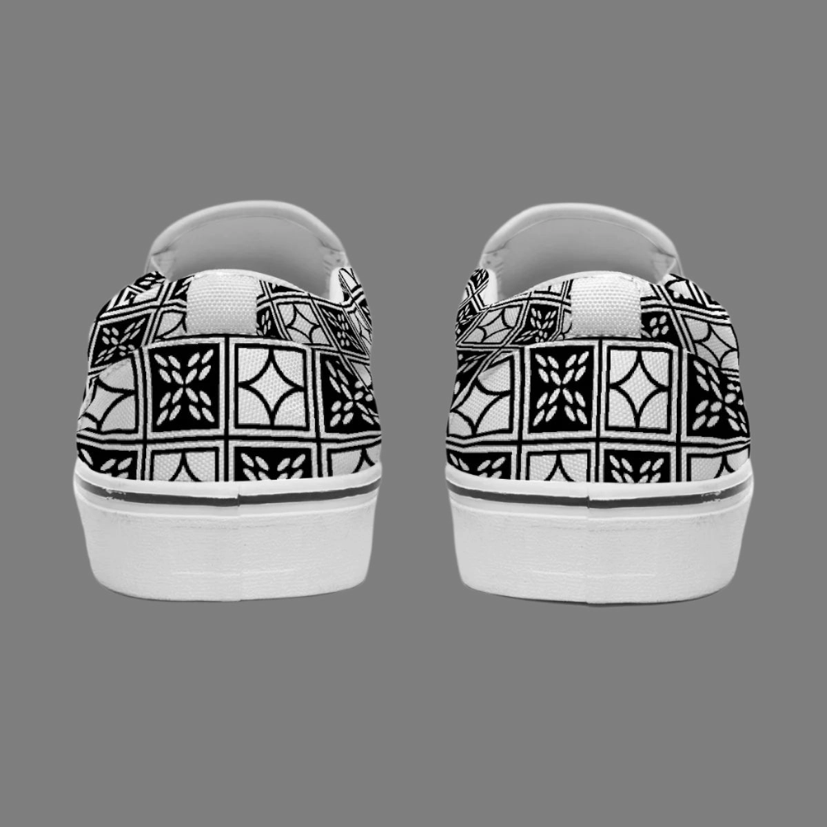 Women's Black & White Geometric Slip-On Canvas Shoes Magnanni Sneakers