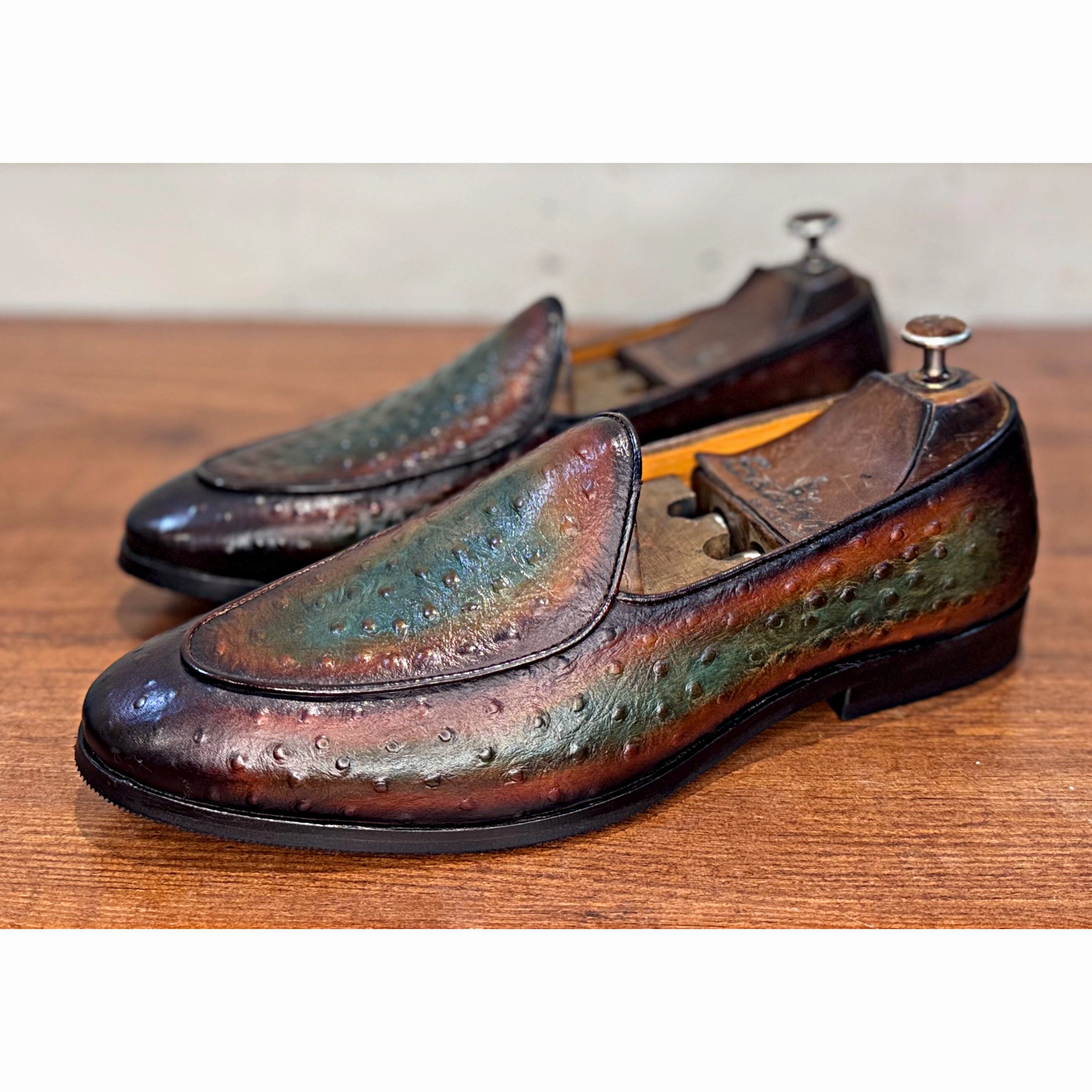 Loafers Station Albany Oregon Belgian Loafers Ostrich Hand Patina