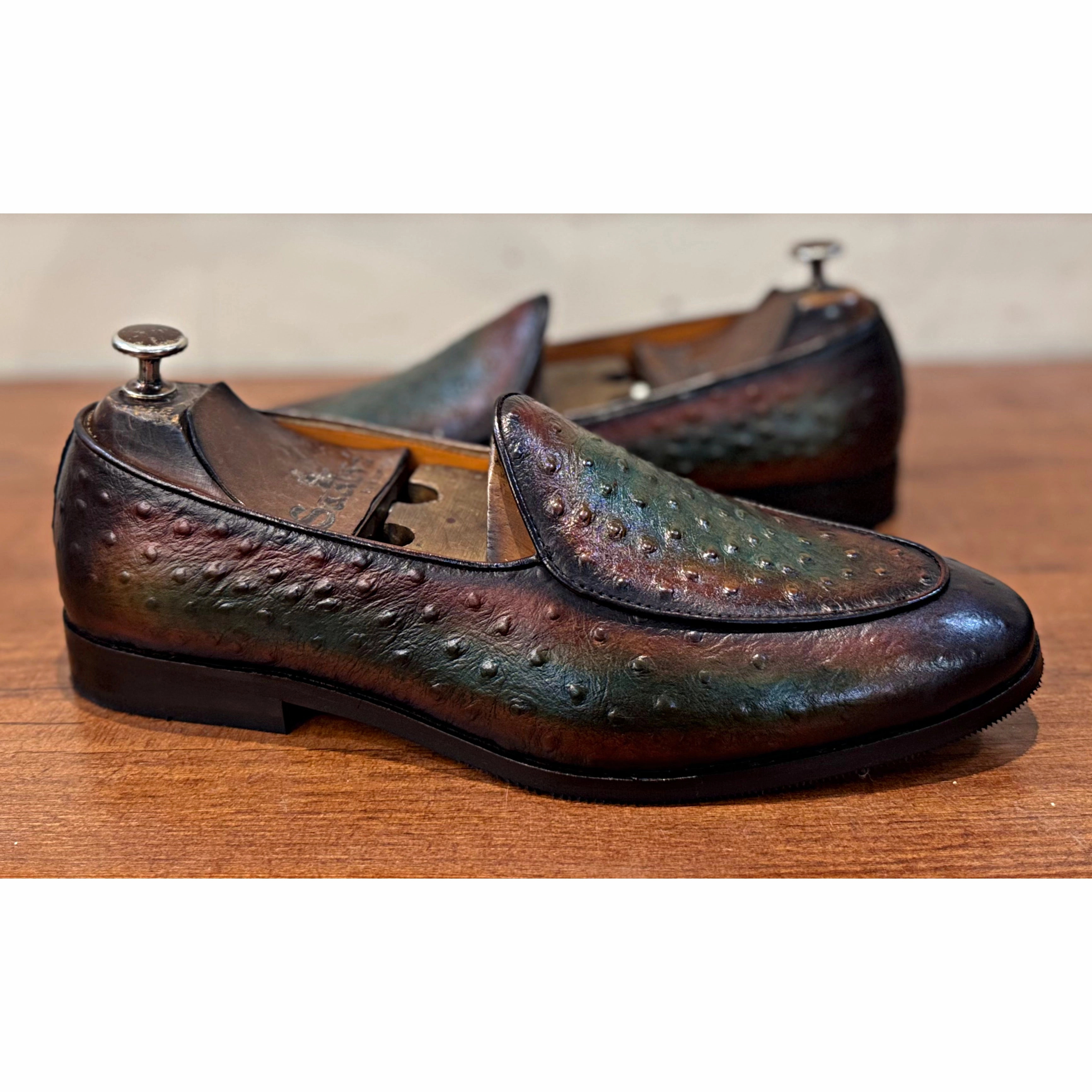 Earth Shoes Loafers Belgian Loafers Ostrich Hand Patina