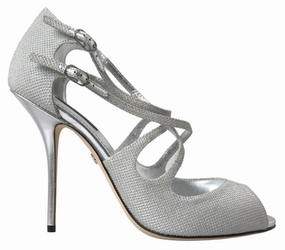 Silver Shimmers Sandals Heel Pumps Shoes Flower Wedge Sandals