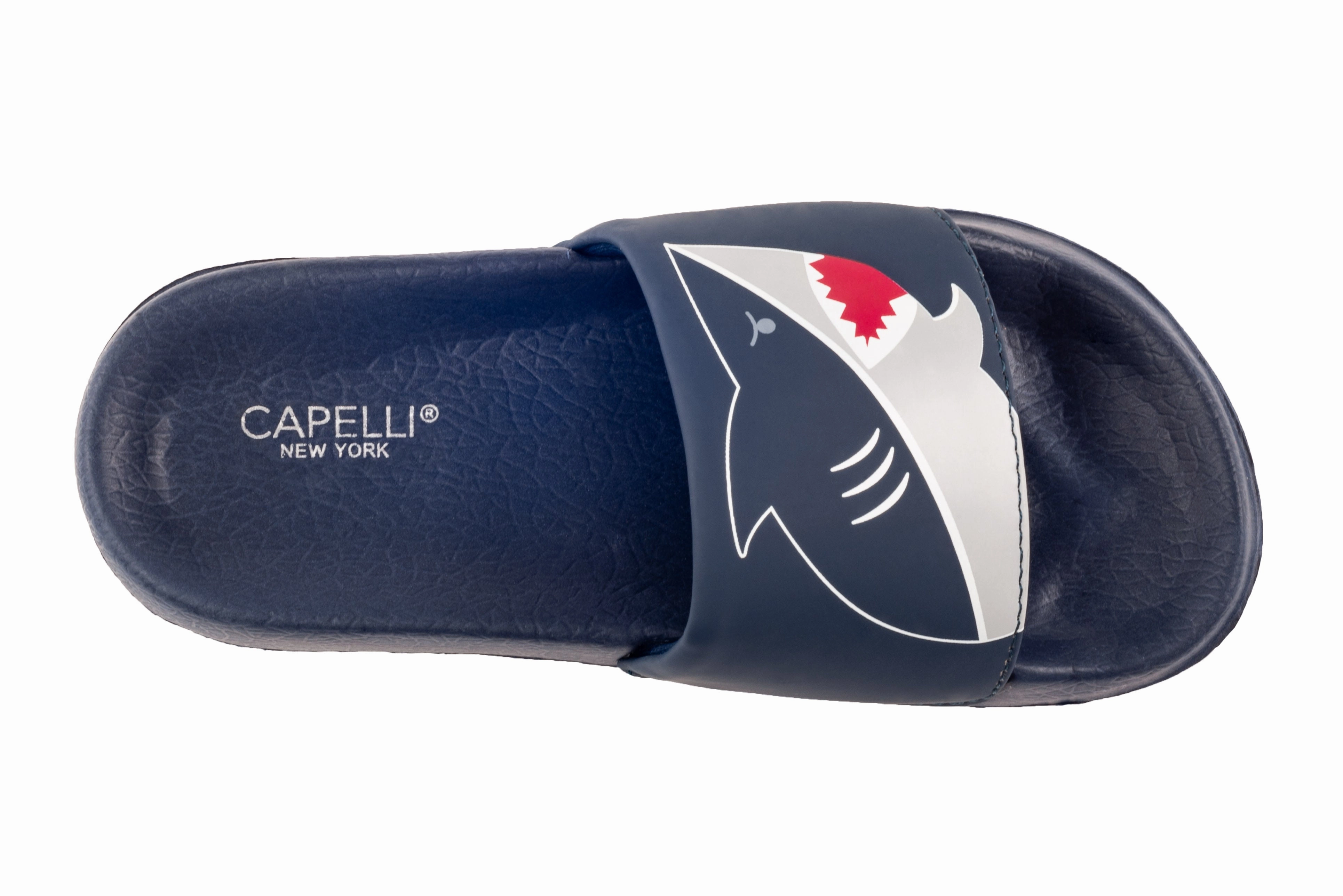 Boys Faux Leather Shark Printed Slides Cheap Summer Flip Flops