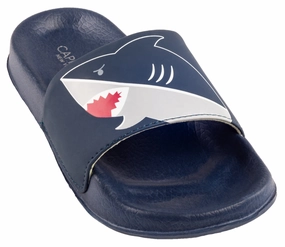 Star Cushion Sassy Flip Flops Boys Faux Leather Shark Printed Slides