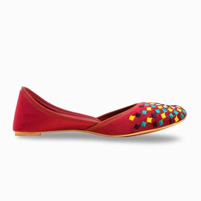 Cute Flat Shoes With Arch Support Maroon Formal Khusa EC8580