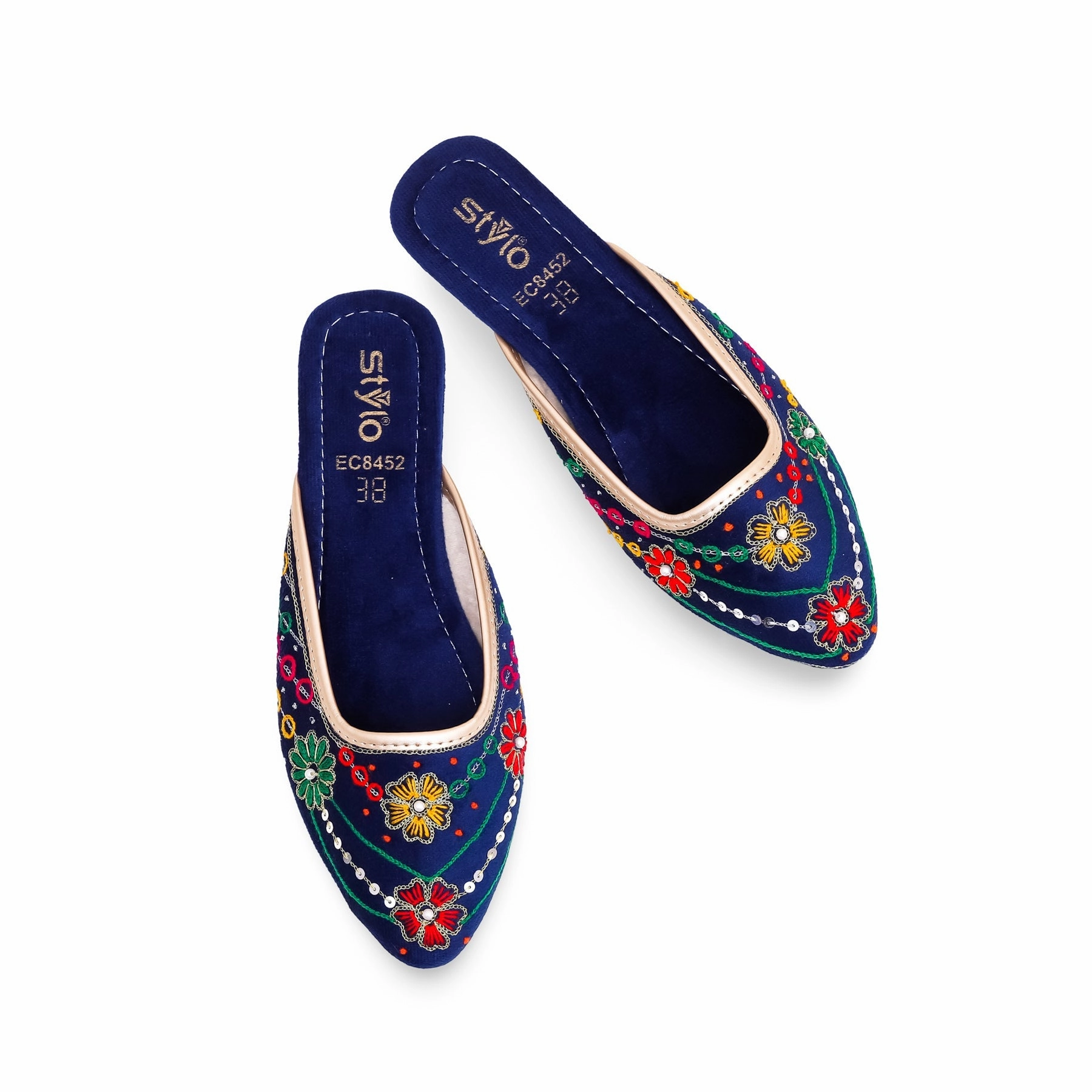 Blue Khusa EC8452 Flat Shoes High Heels