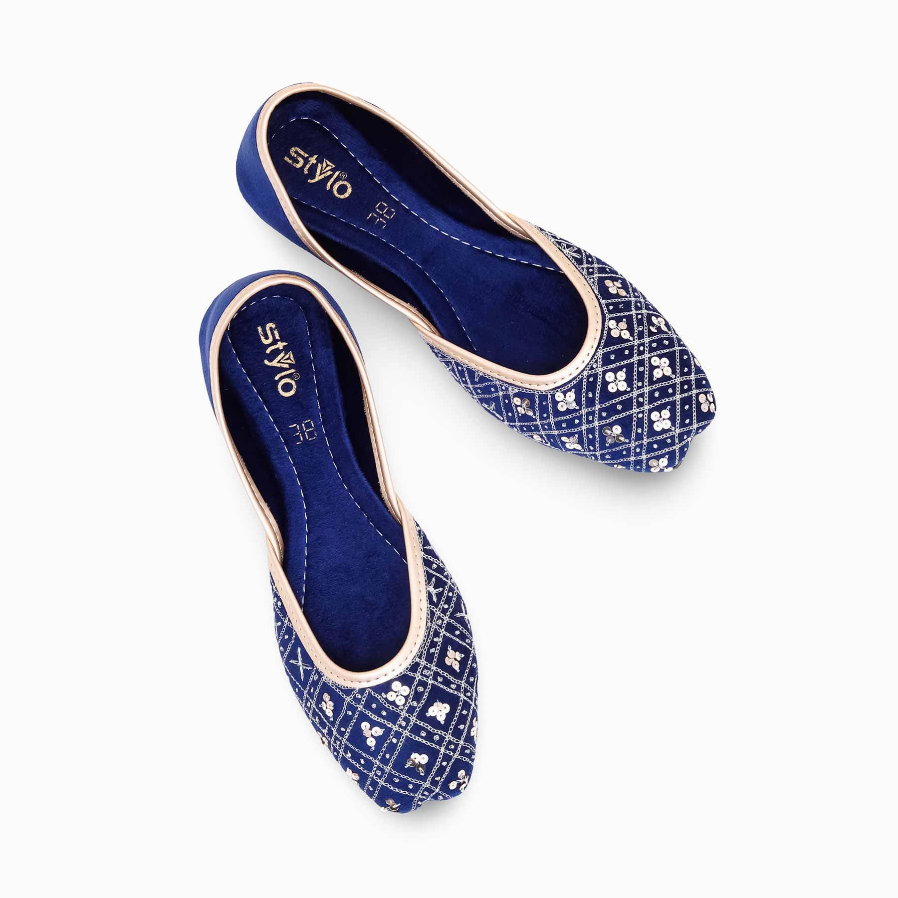 Women's Blue Fancy Khusa EC8448 Flat Shoes Cause Knee Pain