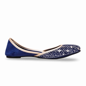 Women's Blue Fancy Khusa EC8448 Closed Toe Shoes Flats