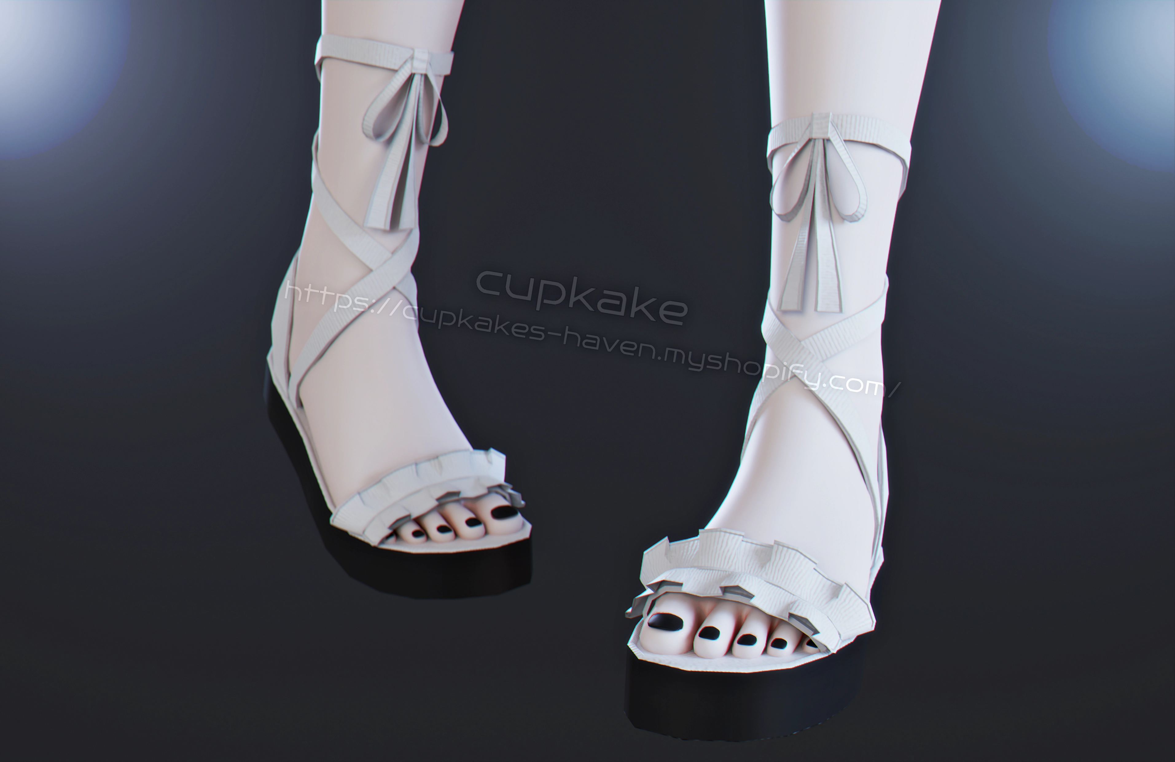Square Toe Flats Shoes Cute flat tie up sandals (3D Model Asset)(Commercial license)