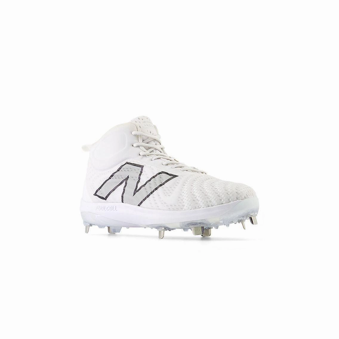 New Balance Men's FuelCell 4040 V7 Mid-Metal Baseball Cleats - White / Rain Cloud - M4040TW7 4e Wide Shoes New Balance