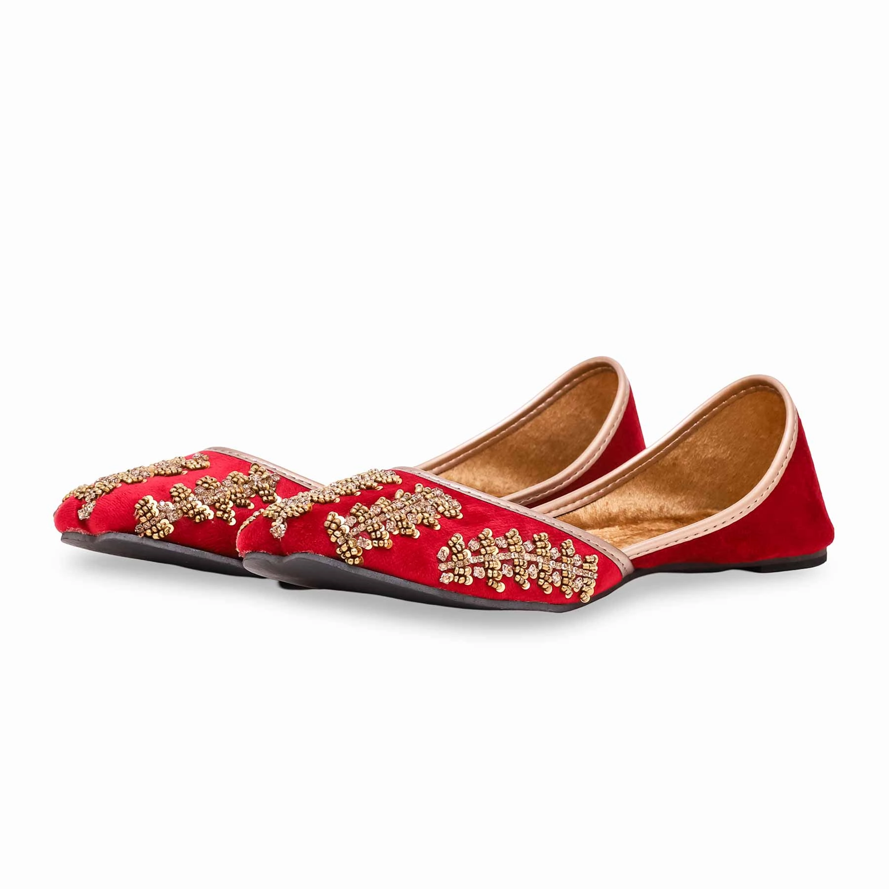 Leather Flat Mary Jane Shoes Maroon Fancy Khusa EC8469
