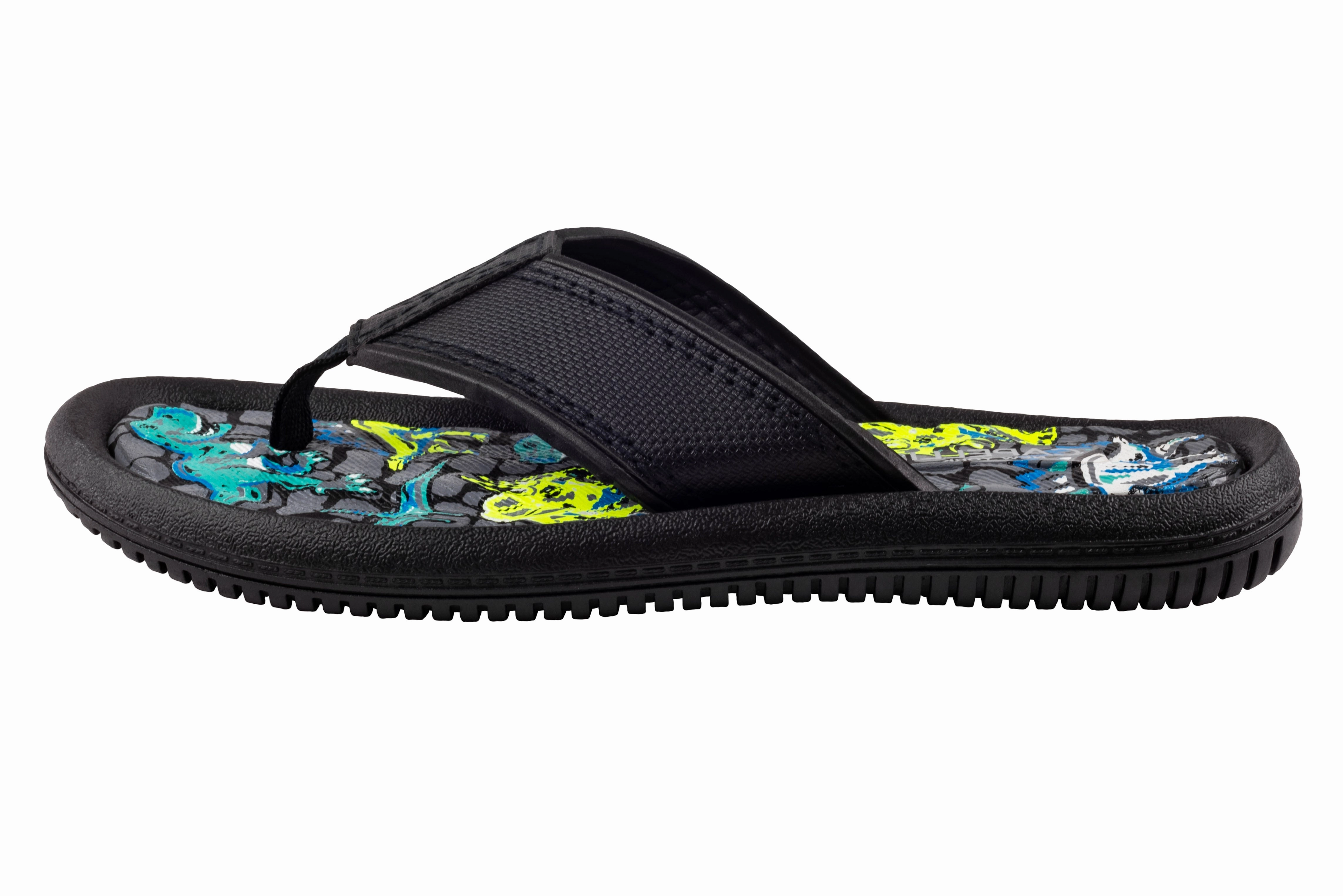 Boys Faux Leather Dino Printed Flip Flop Easy Street Stevie Flip Flops