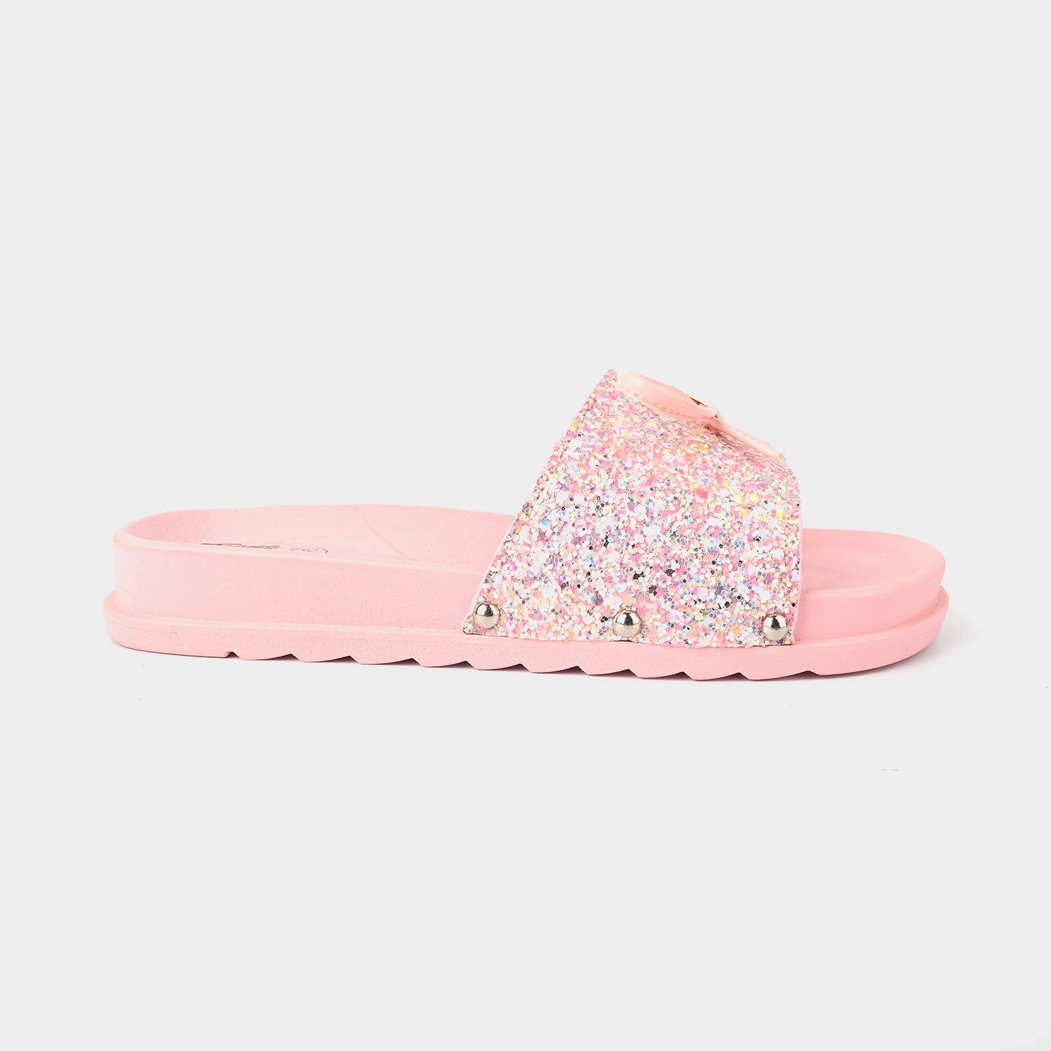 Teen Girls Slide SA-39-Pink Black And Gold Slide Sandals
