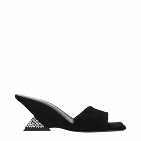 Slide Sandals Fashion The Attico Black Leather Platform Sandals