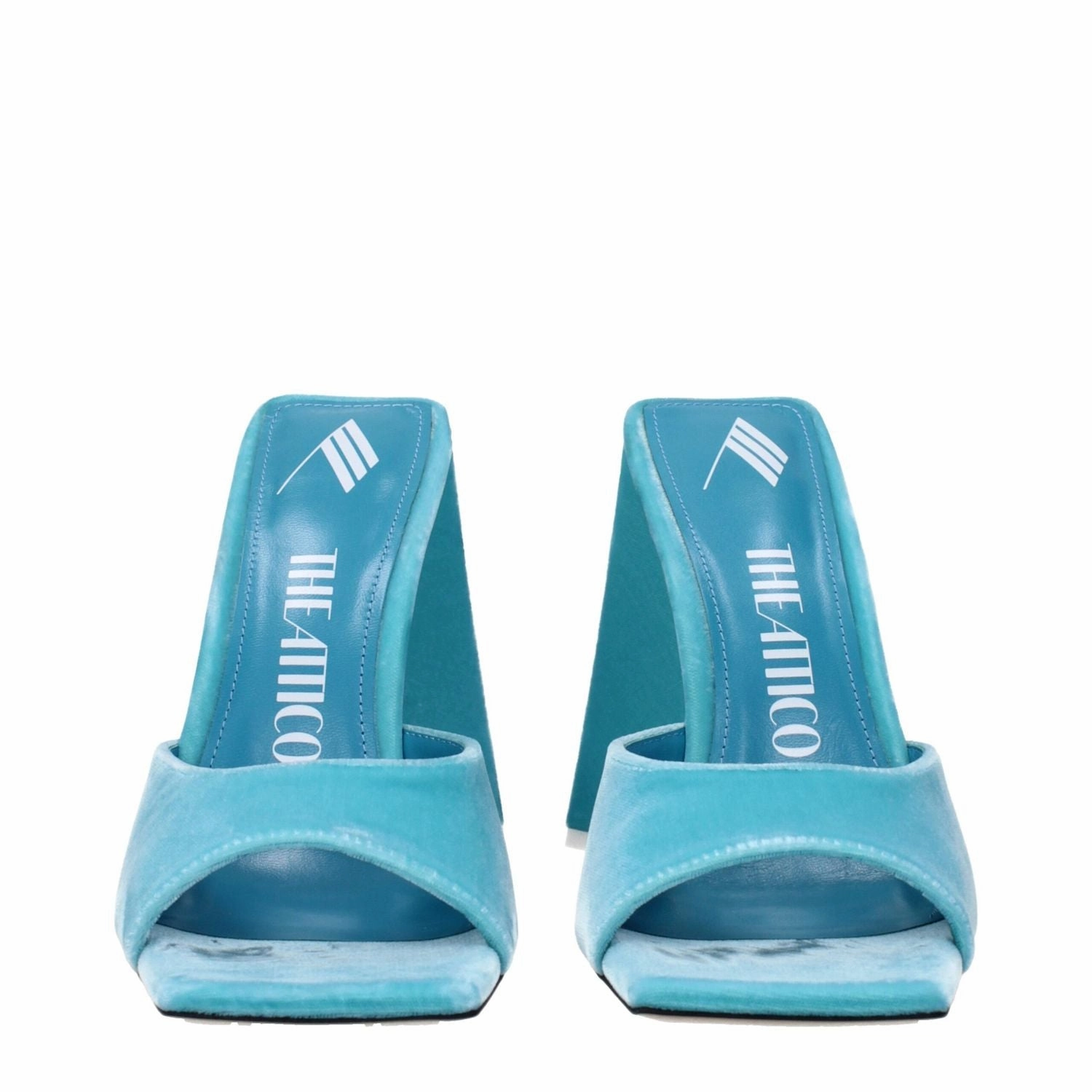 Sandals Greece The Attico Light Blue Velvet Platform Sandals